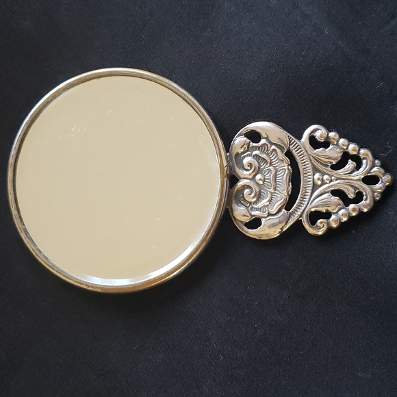 VTG Hans Jensen Silver Hand mirror, Silver plate, Repousse, marked, Denmark - Picture 4 of 10